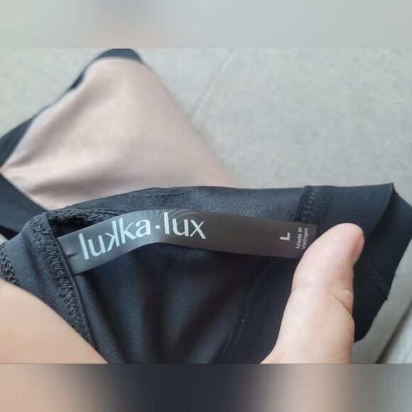 Lukka Lux Cowabunga! Sports Bra Assymetrical Metallic Rose Gold Athletic Large - Picture 8 of 8